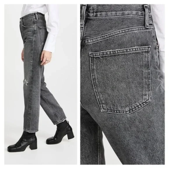 Agolde Loose Fit 90s Jeans in Gray with rips - Picture 3 of 6